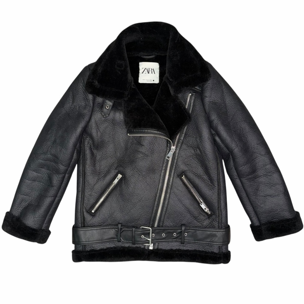 Zara‎ Black Faux Fur Collar Jacket XS